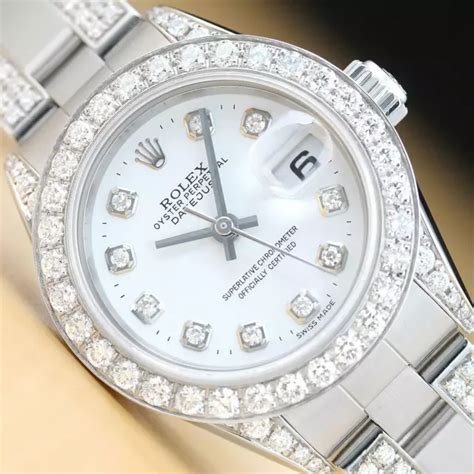rolex datejust con lunetta in oro bianco 18 kt
